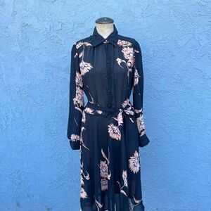 Vintage 70s Floral Dress Semi Sheer in Medium Retro Floral Rainbow of California
